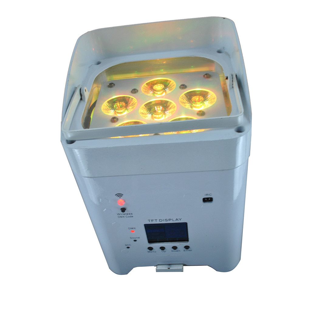 6pcs*18W Battery Wireless 6in1 high power  White cabinet LED Par light up light HS-P618WLB